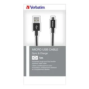 USB Kabel (2.0), USB A M - microUSB M, 1m, reversible, schwarz, Verbatim, Box, 48863